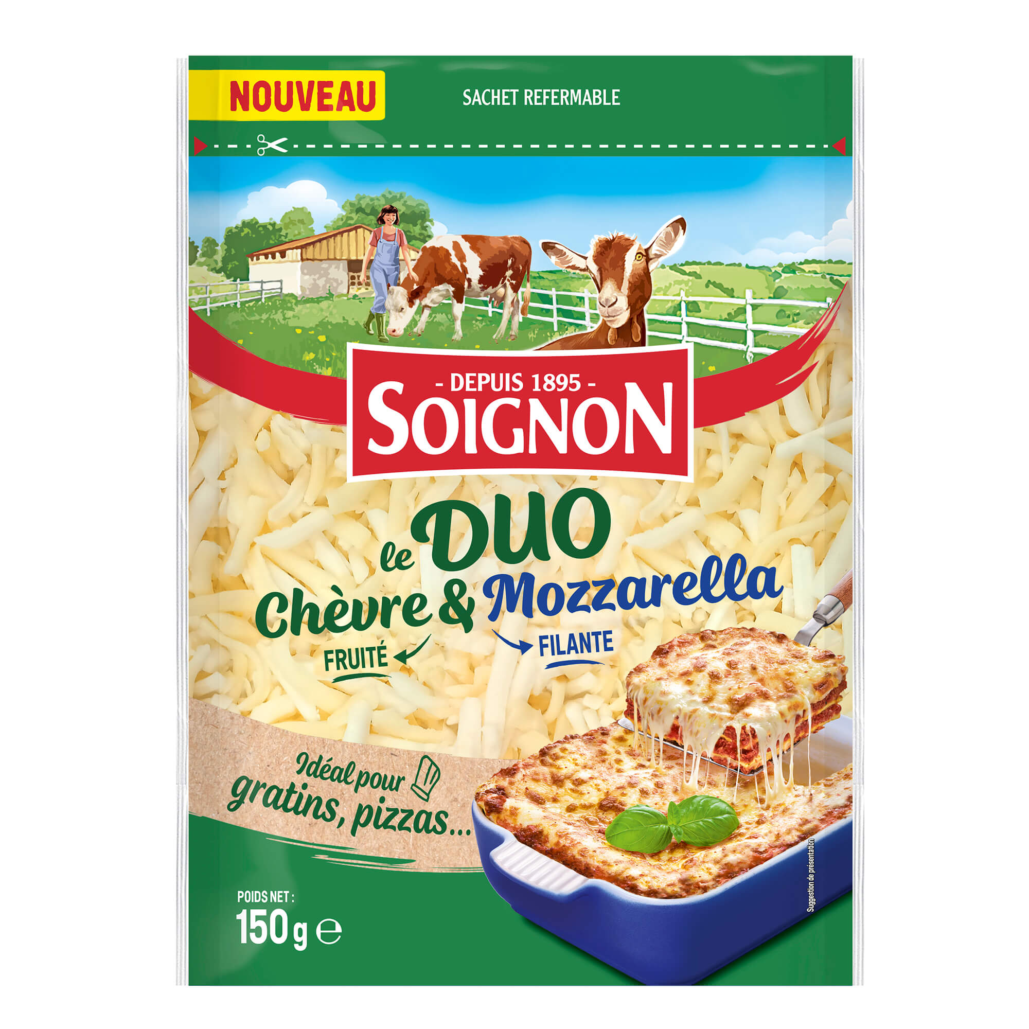 Soignon DUO vuohenjuusto-mozzarellaraaste 150g
